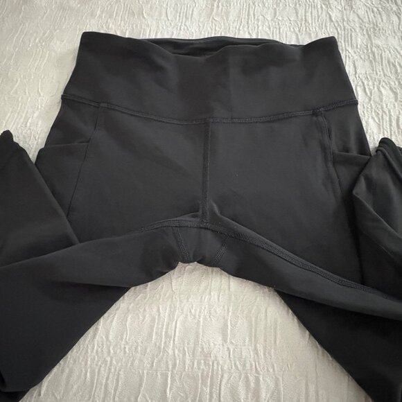 Lululemon Sharp Turns Crop 17" Luxtreme Blue Tied Grey Ruched Running Leggings 4 - Picture 9 of 13